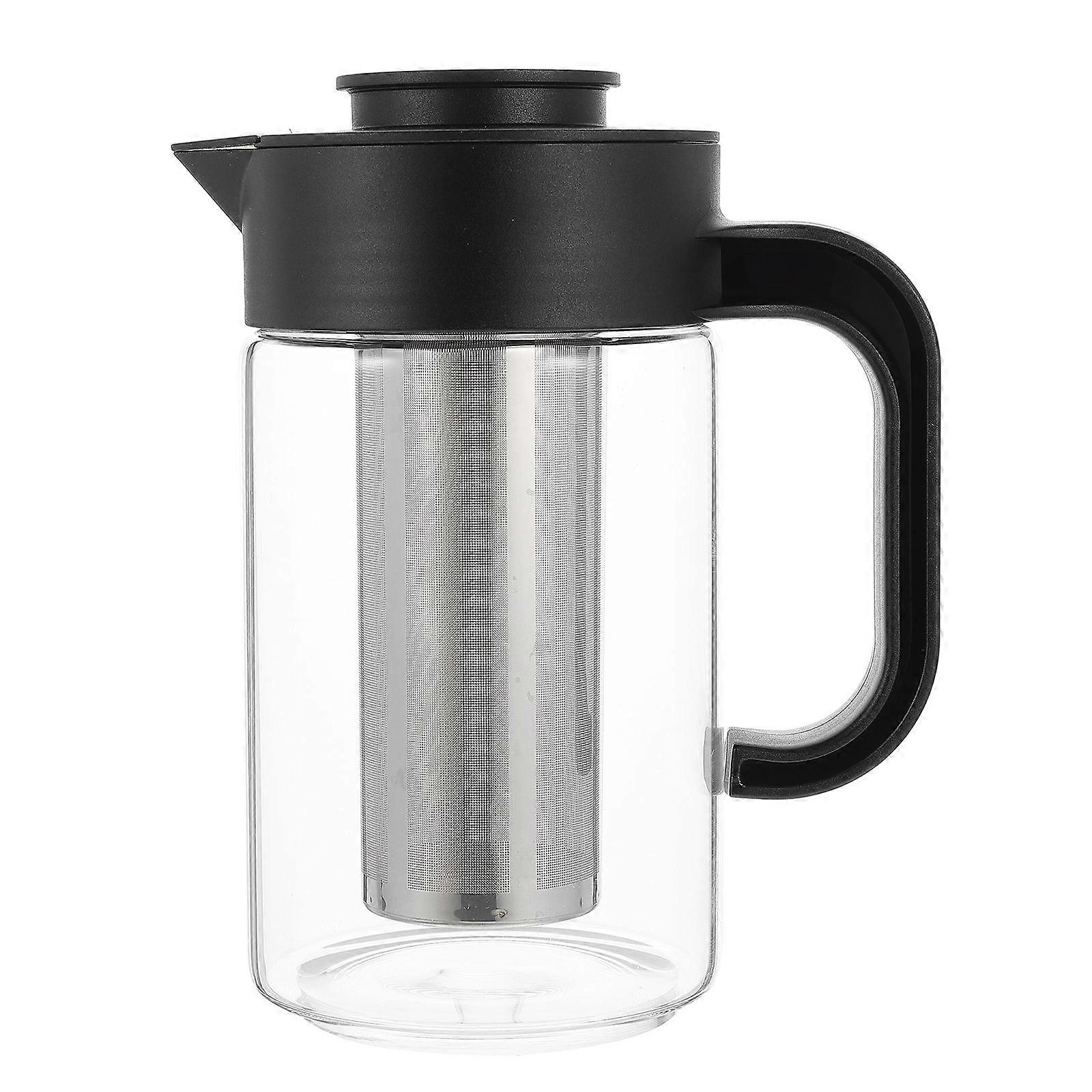 Black Glass Pitcher with Stainless Steel Filter for Storage Use Easy to Clean and Store Large Capacity