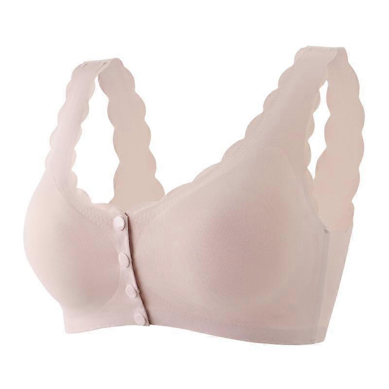 Creative Front Four Button Underwear for Women with Inserts Large Elastic Tank Top for Middle-aged and Elderly Large Size Without Steel Ring Bra