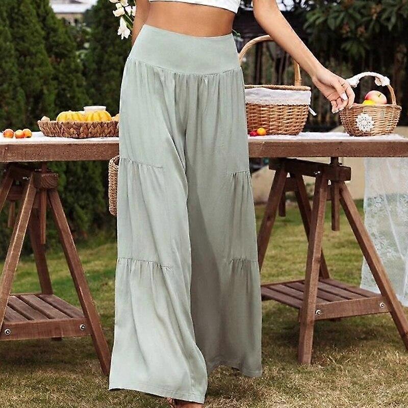 Casual hoog getailleerde broek met wijde pijpen vrouwen zomermode katoen linnen patchwork losse damesbroek effen baggy spodnie 26196