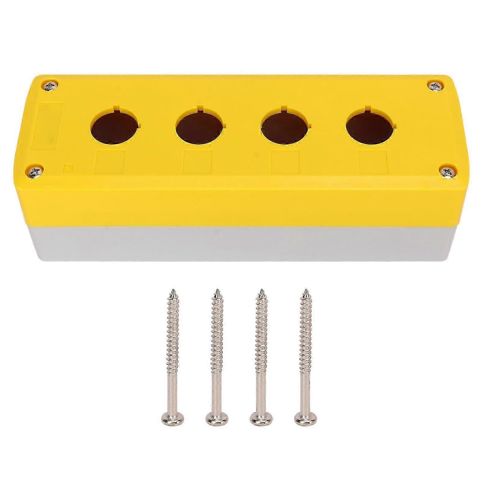 Waterproof ABS Yellow 4 Gang Industrial Push Button Switch Control Station Box