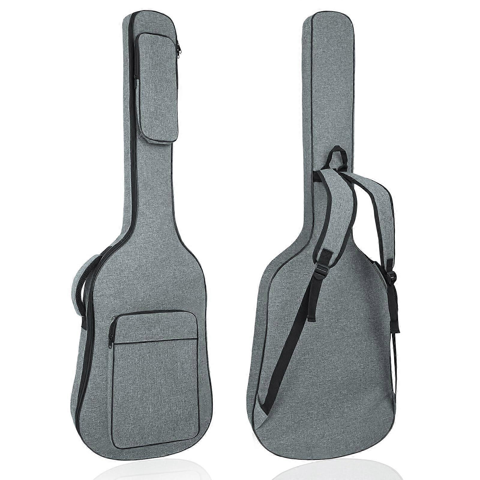 Bass Guitar Bag Gig Bag Backpack with Waterproof Material, 0.38 Inch Padding, Pockets, Lightweight Design, Grey