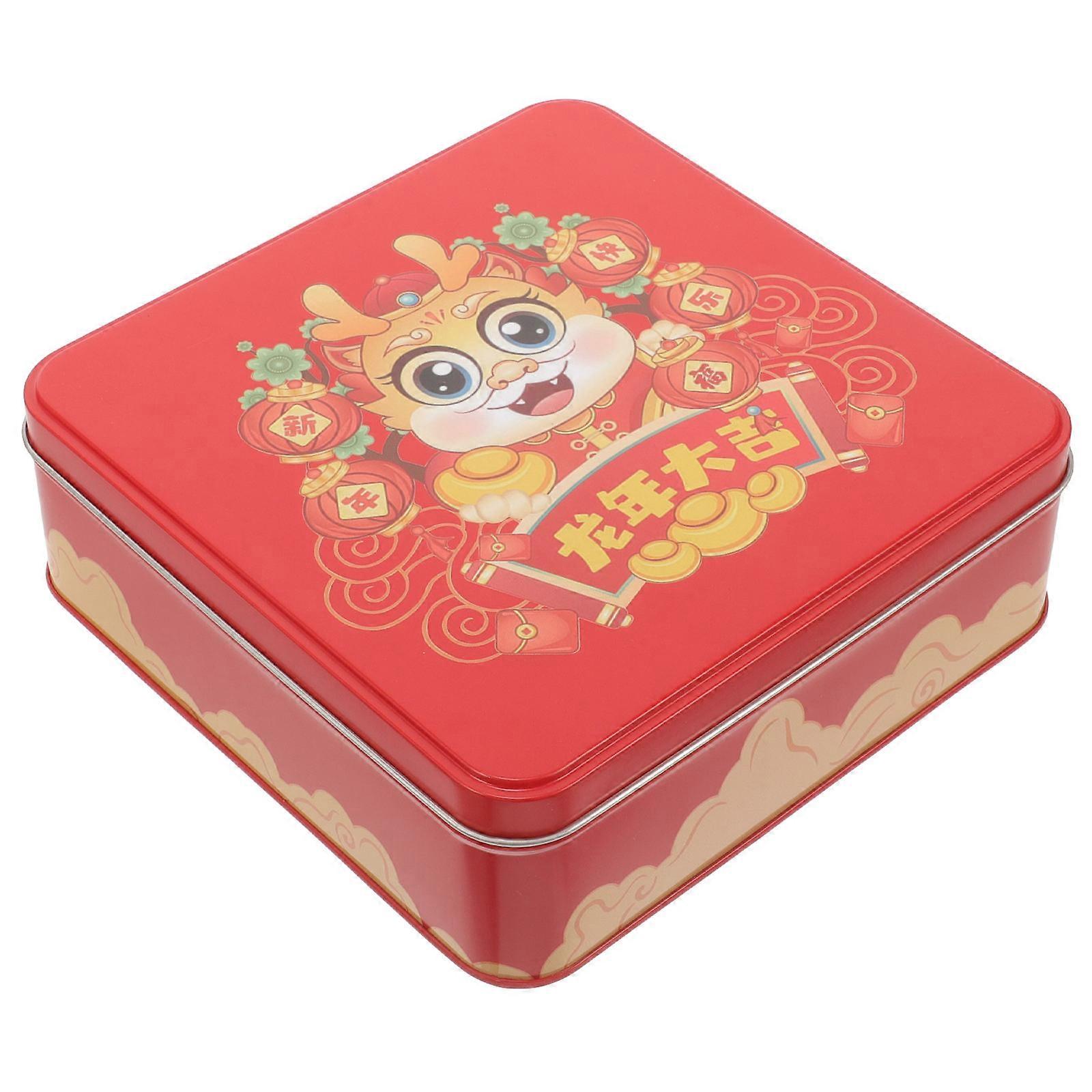 Iron Packing Box New Year Candy Container Snack Box Multi Color 1Set Storage
