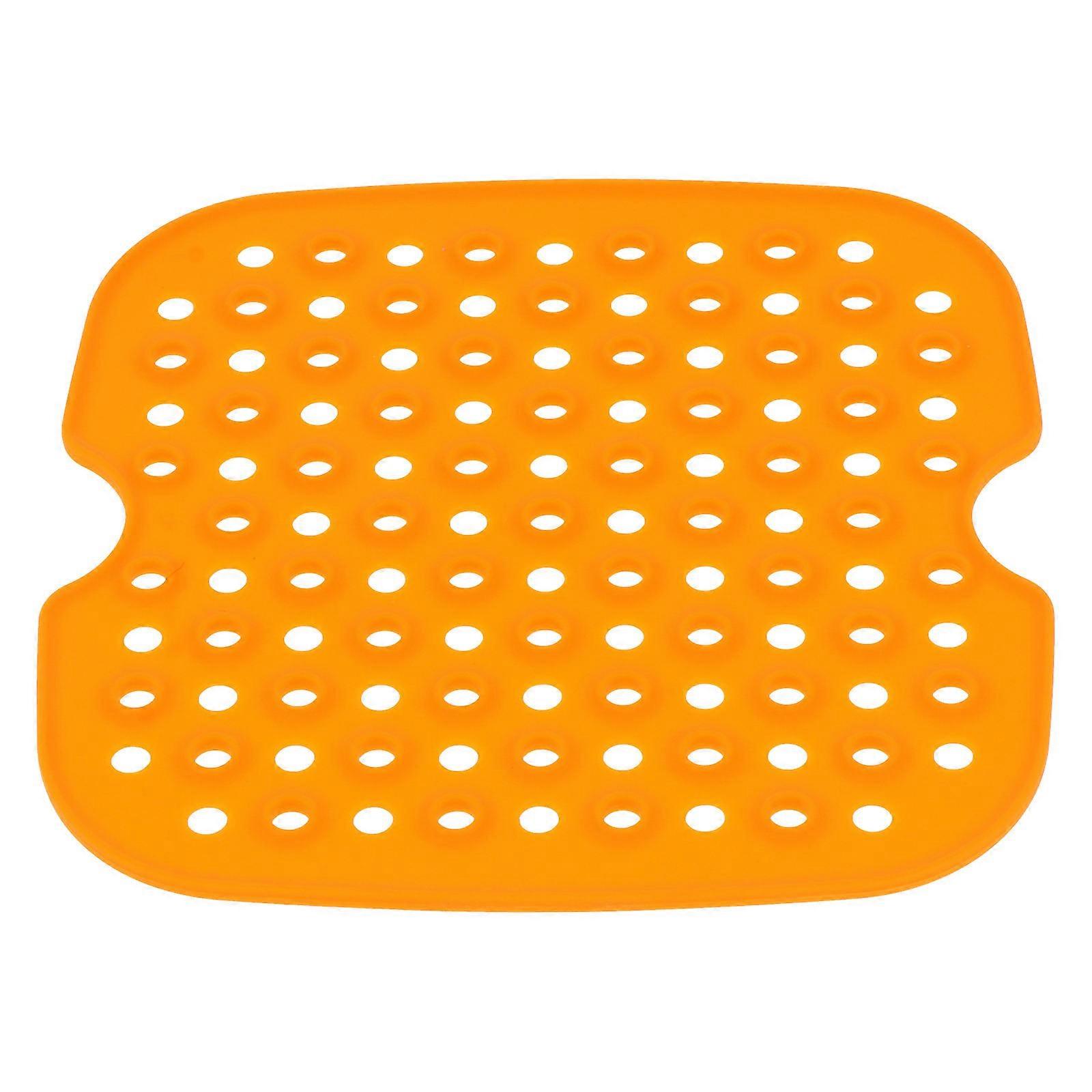 Silicone Air Fryer Mats Perforated Baking Pad For Kitchen Gadget Orange Even Heating Reusable 19x19x0.4cm 1Pc