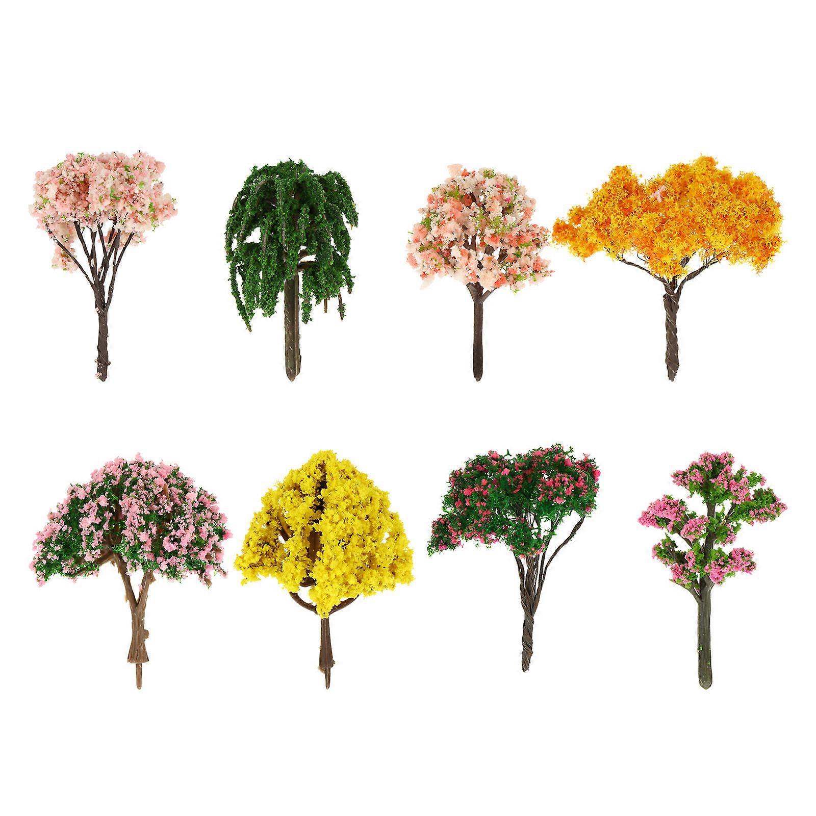 Small Plastic Trees Diorama Decorative Ornaments Architectural Models 8Pcs