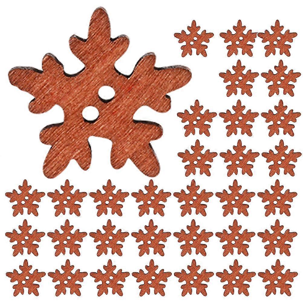 Decorative Snowflake Buttons Diy Craft Embellishments Wooden Christmas Clothes Hats Bags 1.80X1.80X0.20CM 200Pcs