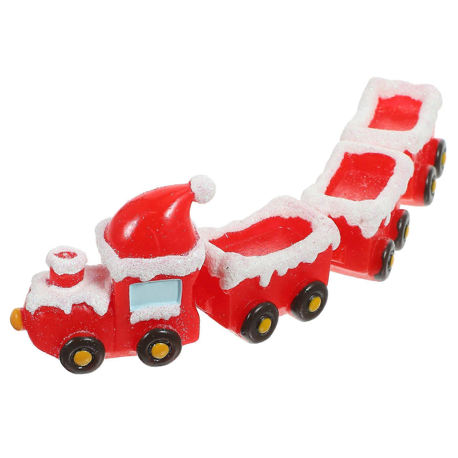 Christmas Miniatures Kit – Realistic Holiday Village Train with Santa Hat Locomotive and Carriages for Home and Micro Garden Decoration