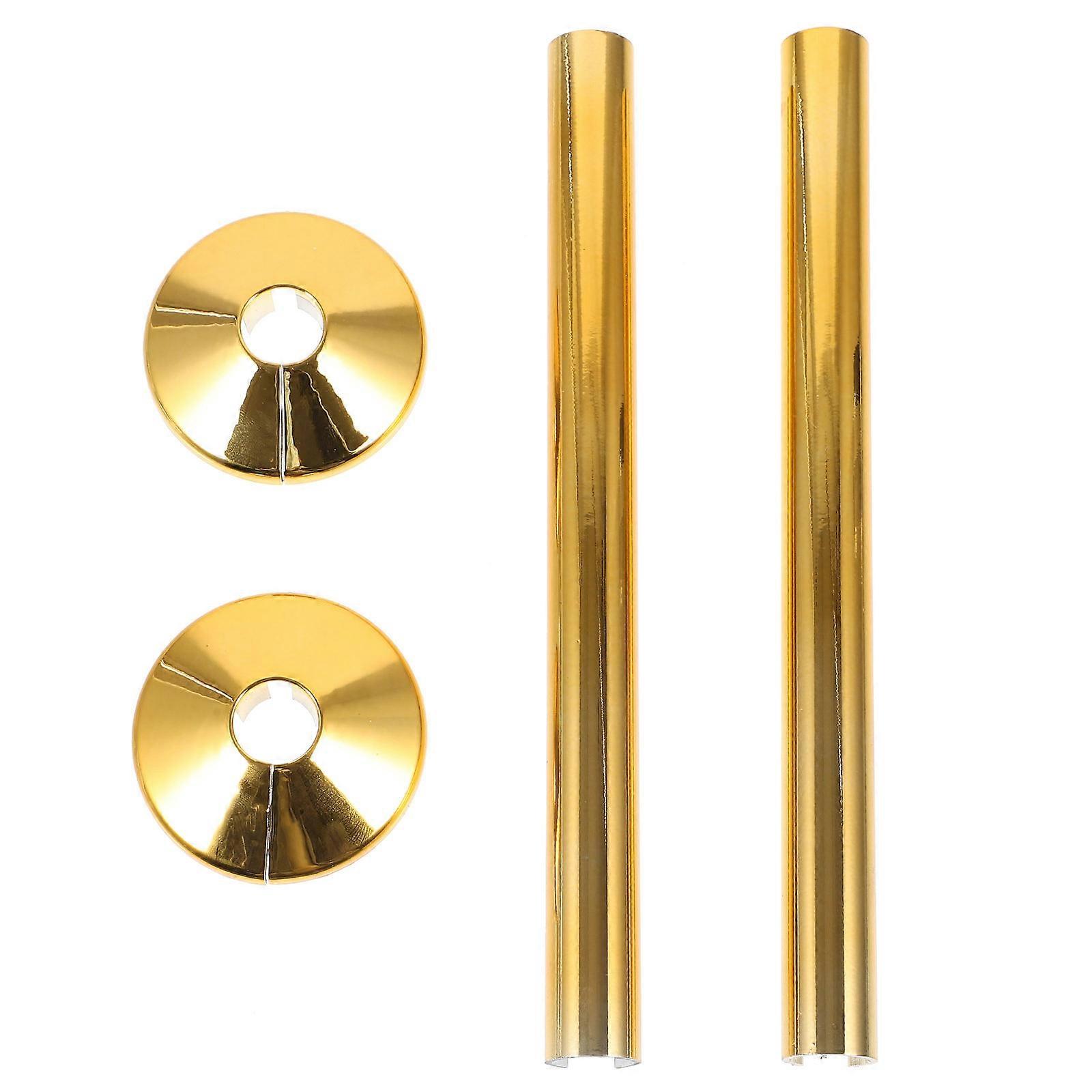 Pipe Covering Decorative Radiator Sleeve Escutcheon Replacement Plate Simple Design Home Golden 19.80X1.80X1.60CM 2 Sets