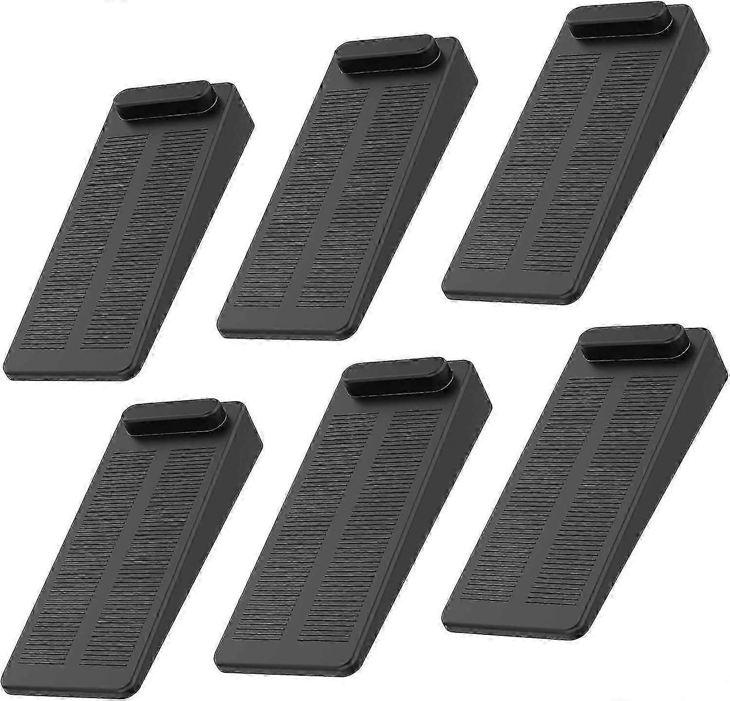Non-Slip Rubber Floor Door Stops - 6pcs Adjustable Height Black Any Surface