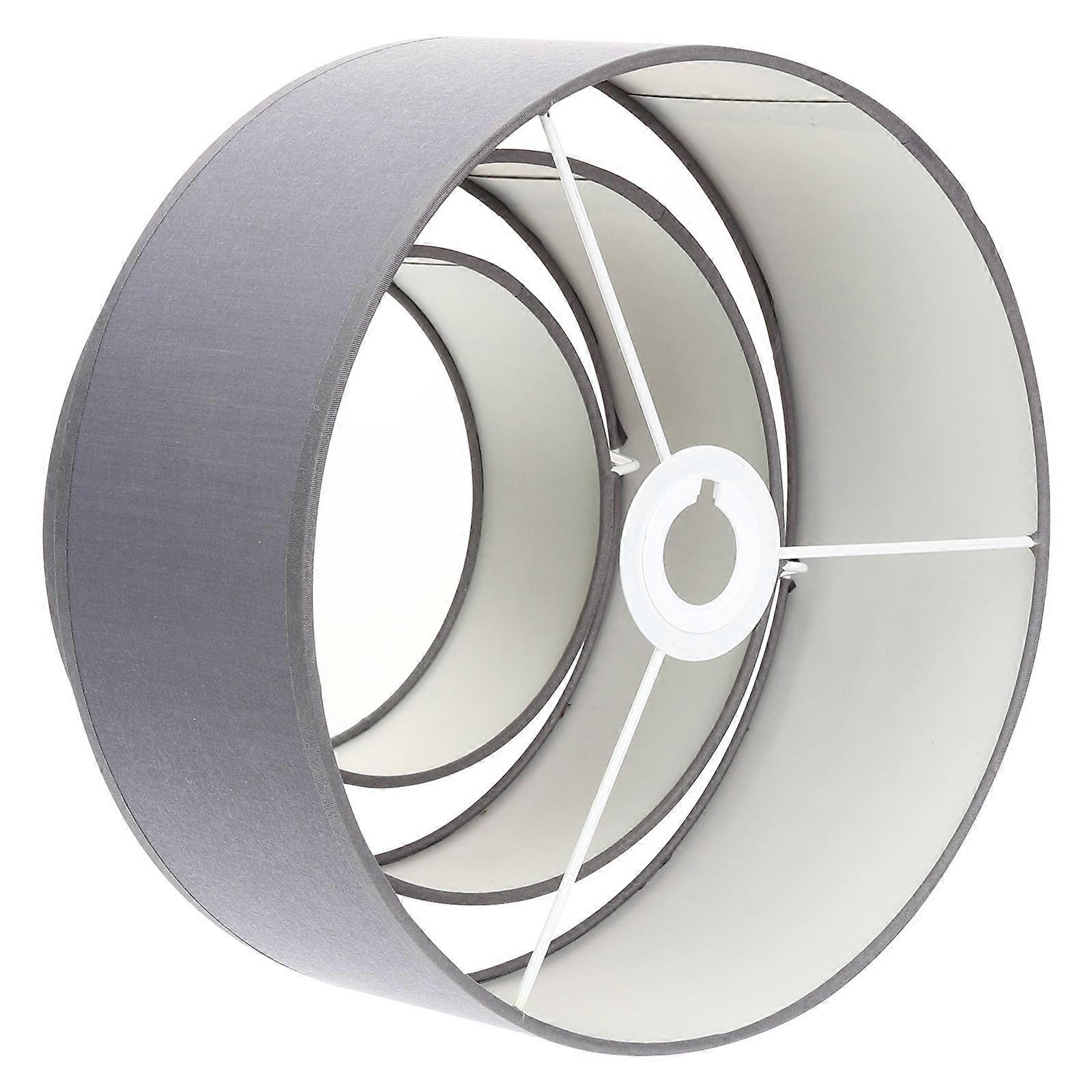 Round Lampshade Lamp 3-Tier Drum Fabric Metal 28x20cm Dark Grey Decorative Effects Home Accessory 1Pack