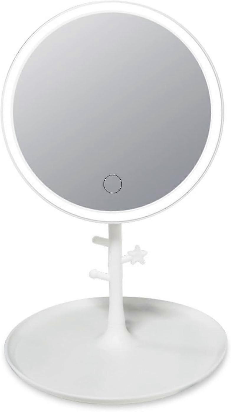 LED Makeup Mirror with Touch Dimming, Rechargeable, 3 Color Lights, Adjustable Brightness