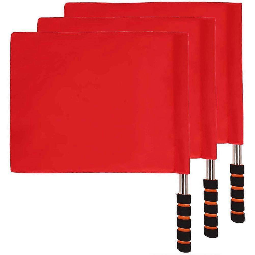 3pcs Drapeau d’arbitre Drapeau de commande en acier inoxydable Drapeau de signal rouge Drapeau de signalisation de sécurité Drapeaux