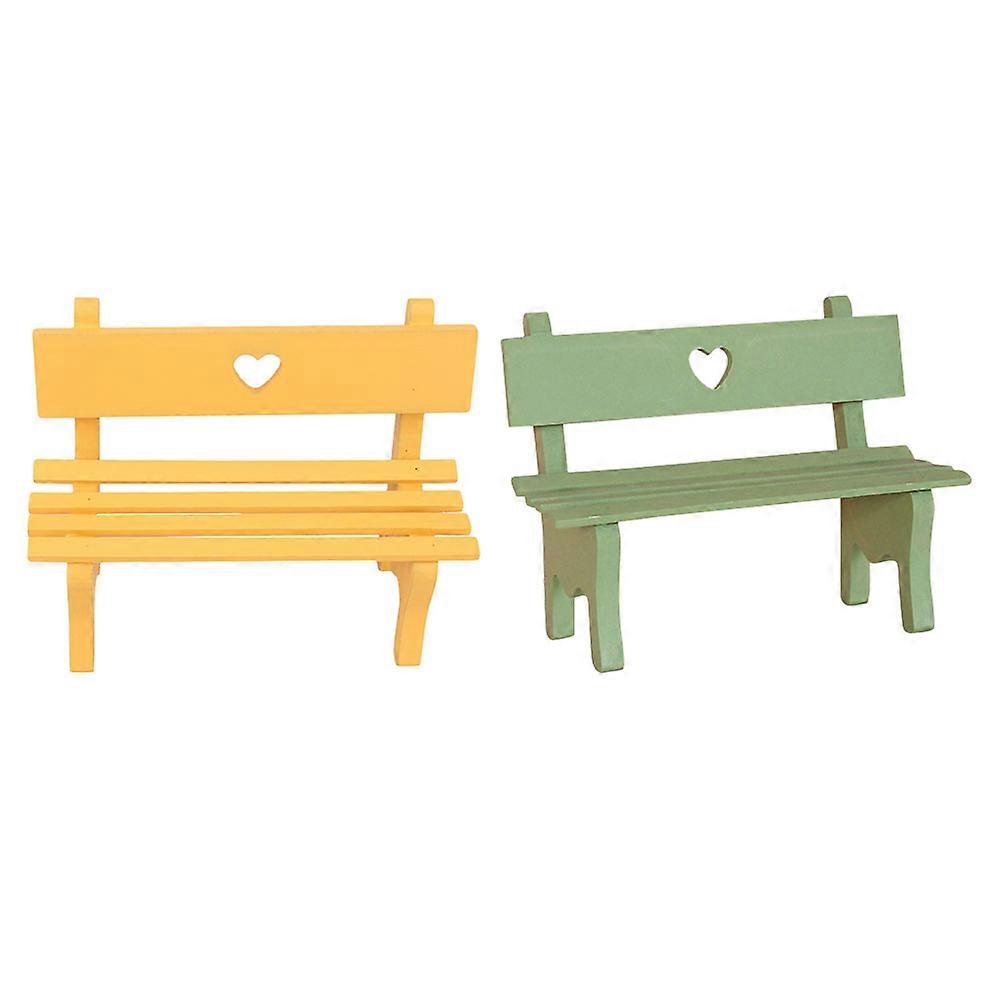 Mini Furniture Scene Decor Mini Bench For Indoor Display Ornament 2Pcs