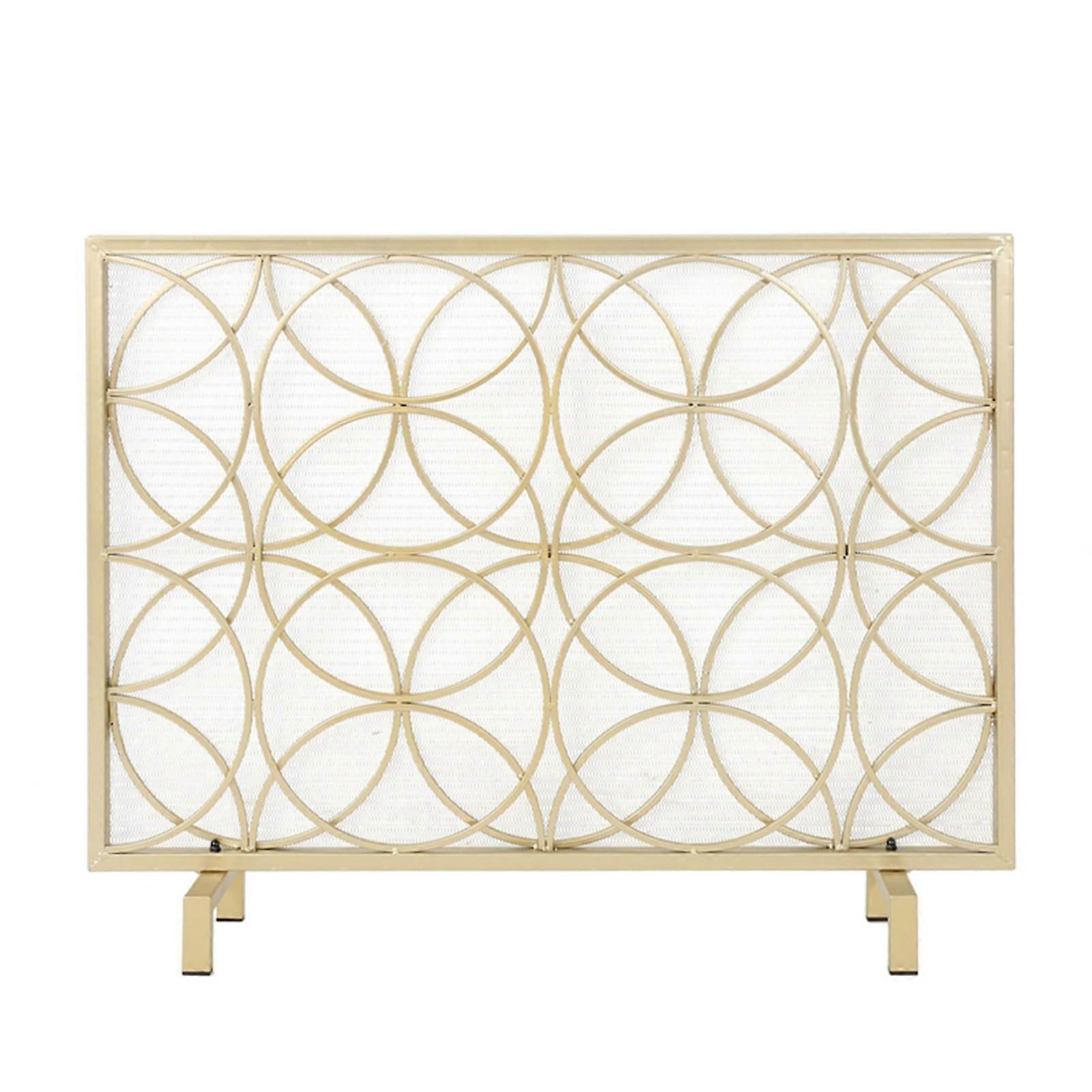 fireplace screen gold 30.7 inches high, fire screen made of metal mesh, wrought iron for indoor and outdoor use 105x22x78cm gold