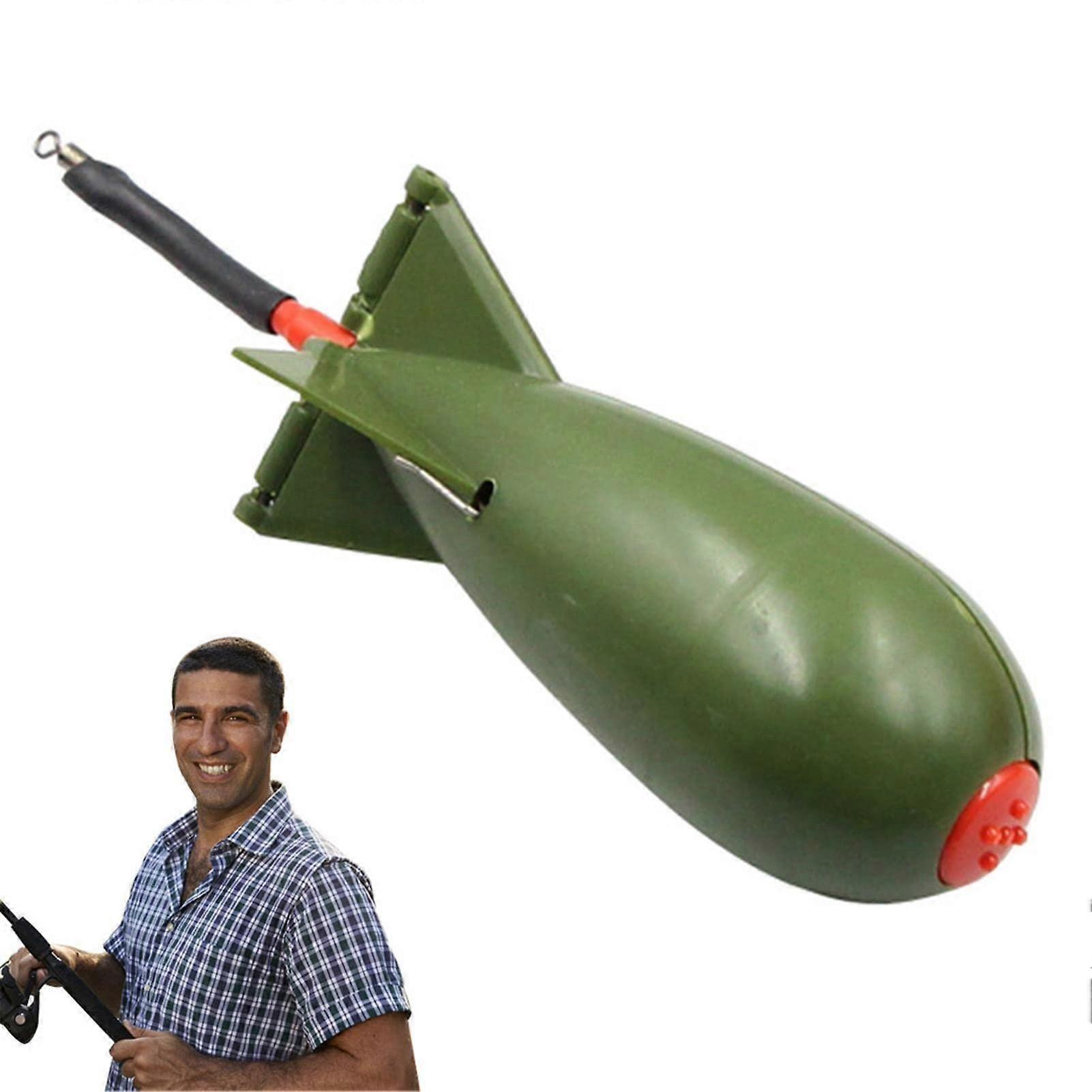Fishing Bombs Rocket Shape Feeder Swimbait Compatible Bait Cage Float Launcher Lures Green M