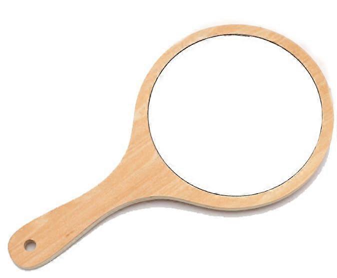 Circular Hand Mirror with Wooden Handle for Makeup, Shaving, and Hair Cutting - Round Salon Mirror for Face Care
