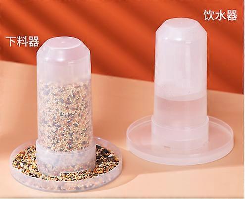 2pcs Plastic Poultry Drinker Feeder Set: Automatic Baby Chick Waterer - Heavy Duty Water Container Jar Feeding Box For Bird Pigeon Chicken Hen Duck
