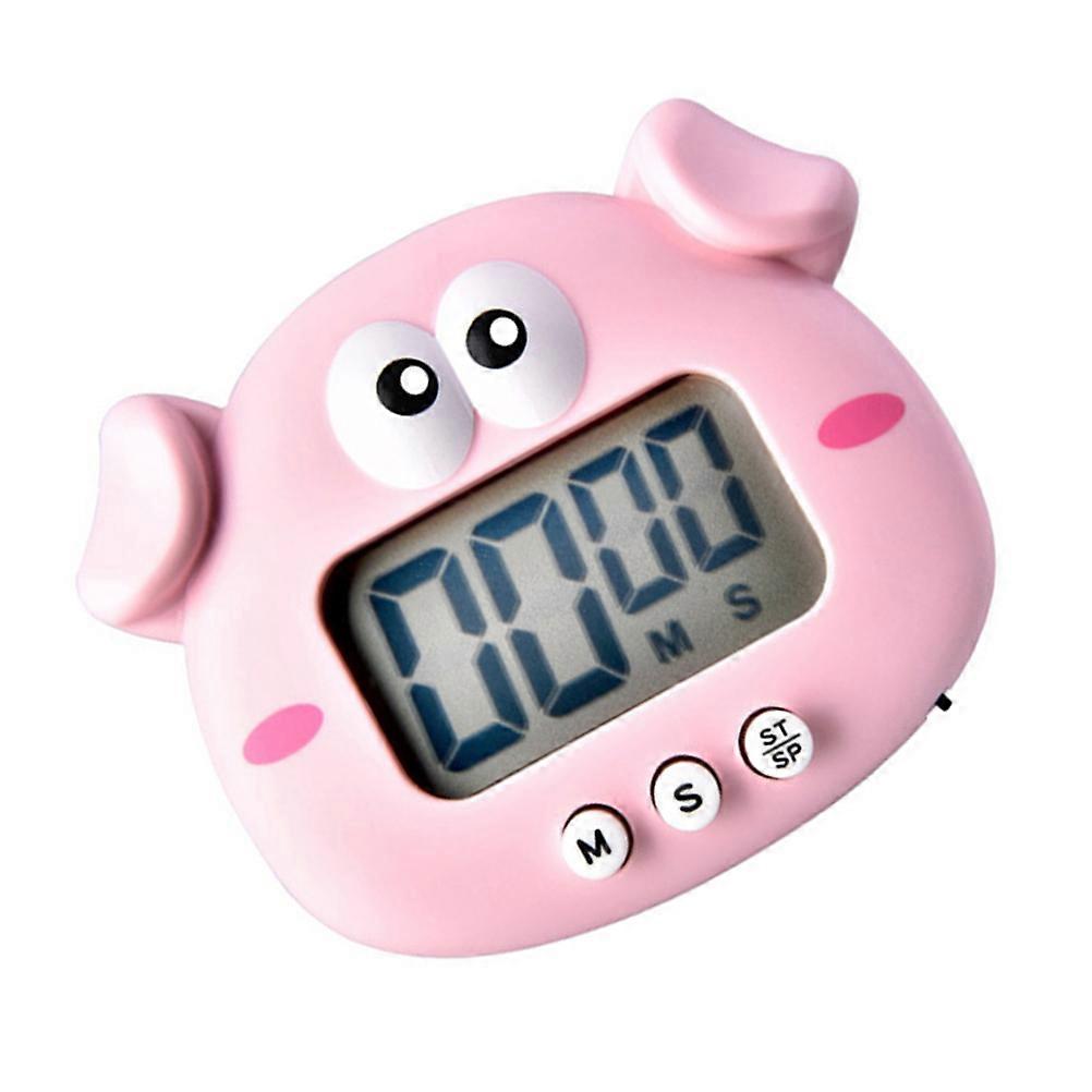 Lovely Electronic Timer Cartoon Pig Shape Kitchen Countdown Clock Home Ornament 1Set Pink Plastic Countdown