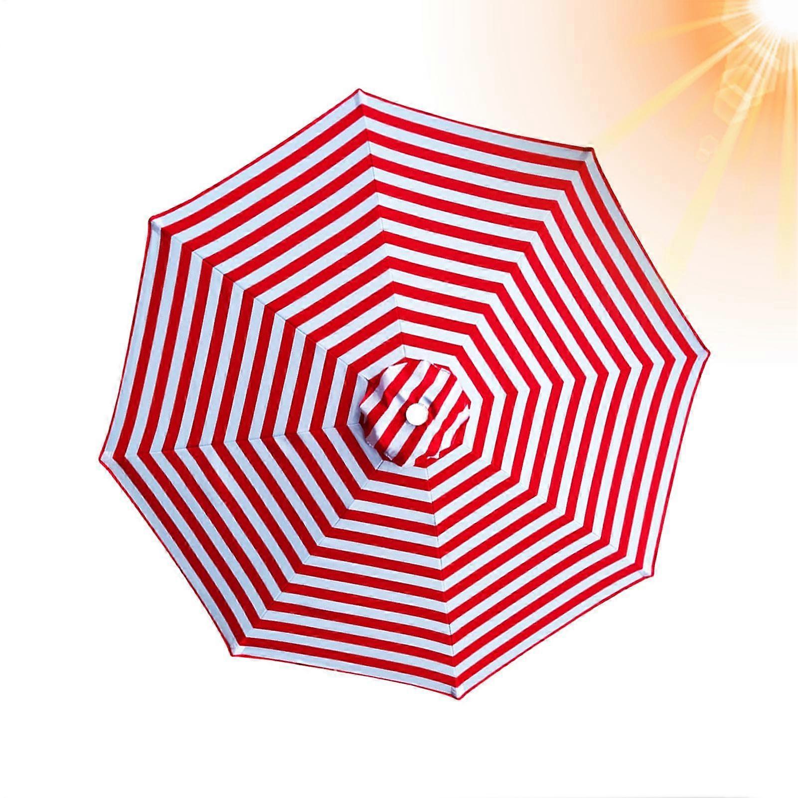 Patio Umbrella Replacement Canopy, 190T Polyester Sunshade Cover for Garden, UV Protection, Red and White, Versatile Design