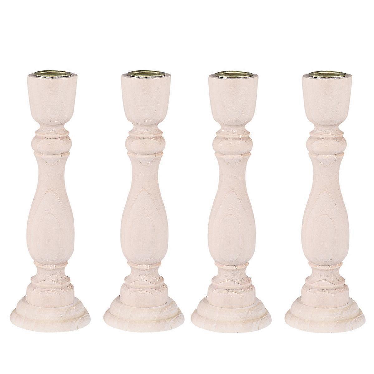 Diy Design Candle Stand Solid Wood Decor Weddings Rectangular 4Pcs