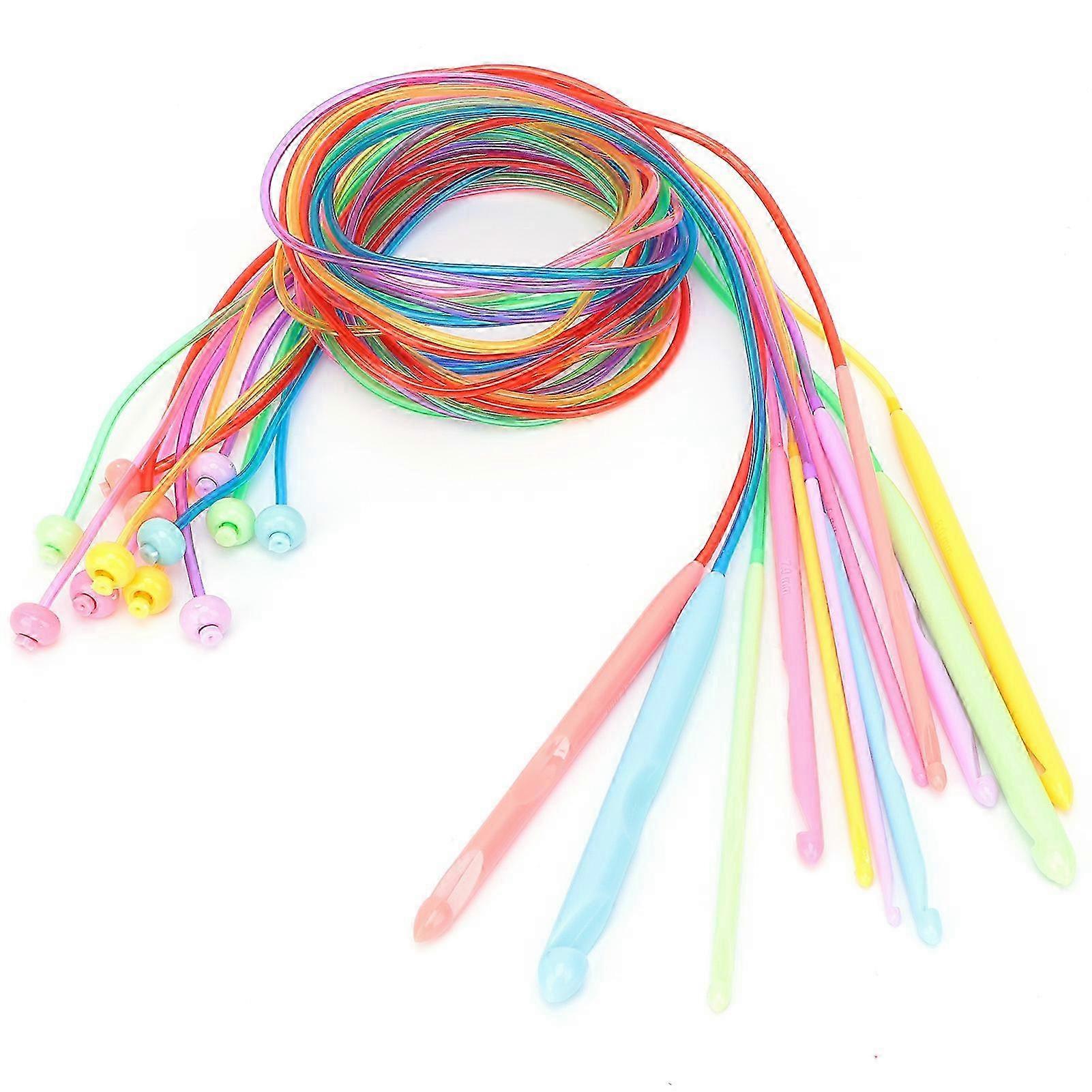 12Pcs MultiColor Pipe Plastic ABS Sweater Needles for Knitting Enthusiasts in Various Sizes