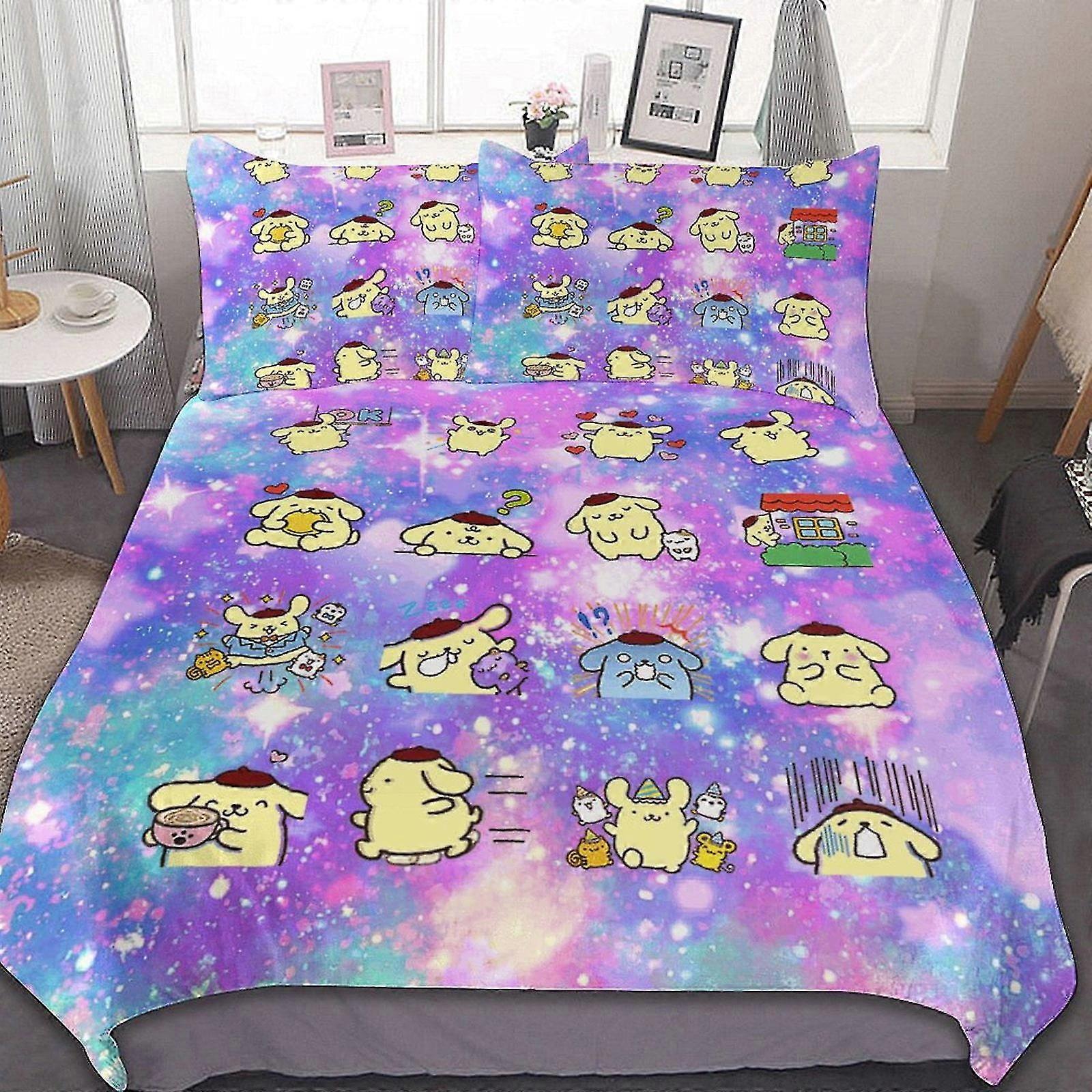 Microfiber Bedding Sets with Pompompurin Design, 3D Printed Lightweight 3 Piece Comforter Set for Kids