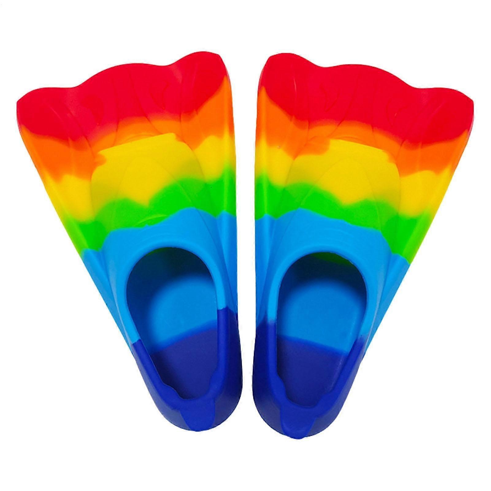 Swim fins, short fins, silicone swim fins for kids, training fins for swimming/snorkeling, suitable for adults and children.