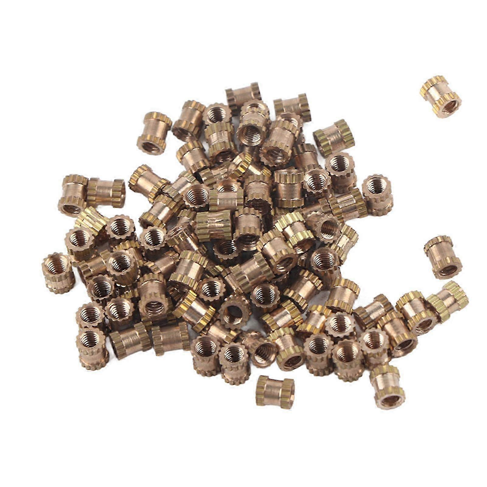 100pcs B Type Single Pass Through Brass Insert Part Embedded Knurled Nut (M2*5*3.2)