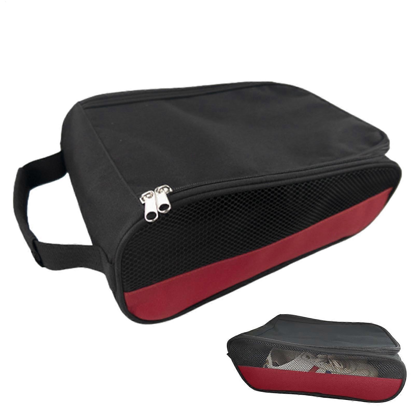 Golf Shoe Bag with Padded Travel Compartment, Durable Zipper, Mesh Ventilation, Portable Red Design for Easy Transport