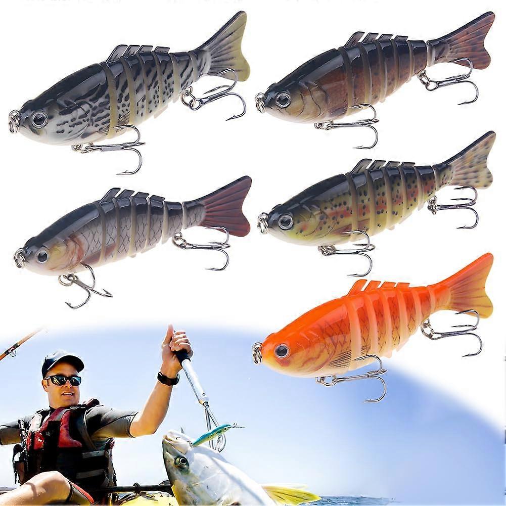 5 Pack Fishing Lures, 3D Bionic Floating Lures for Freshwater Saltwater, Realistic Wobblers for Pike, Zander, Trout, Bass