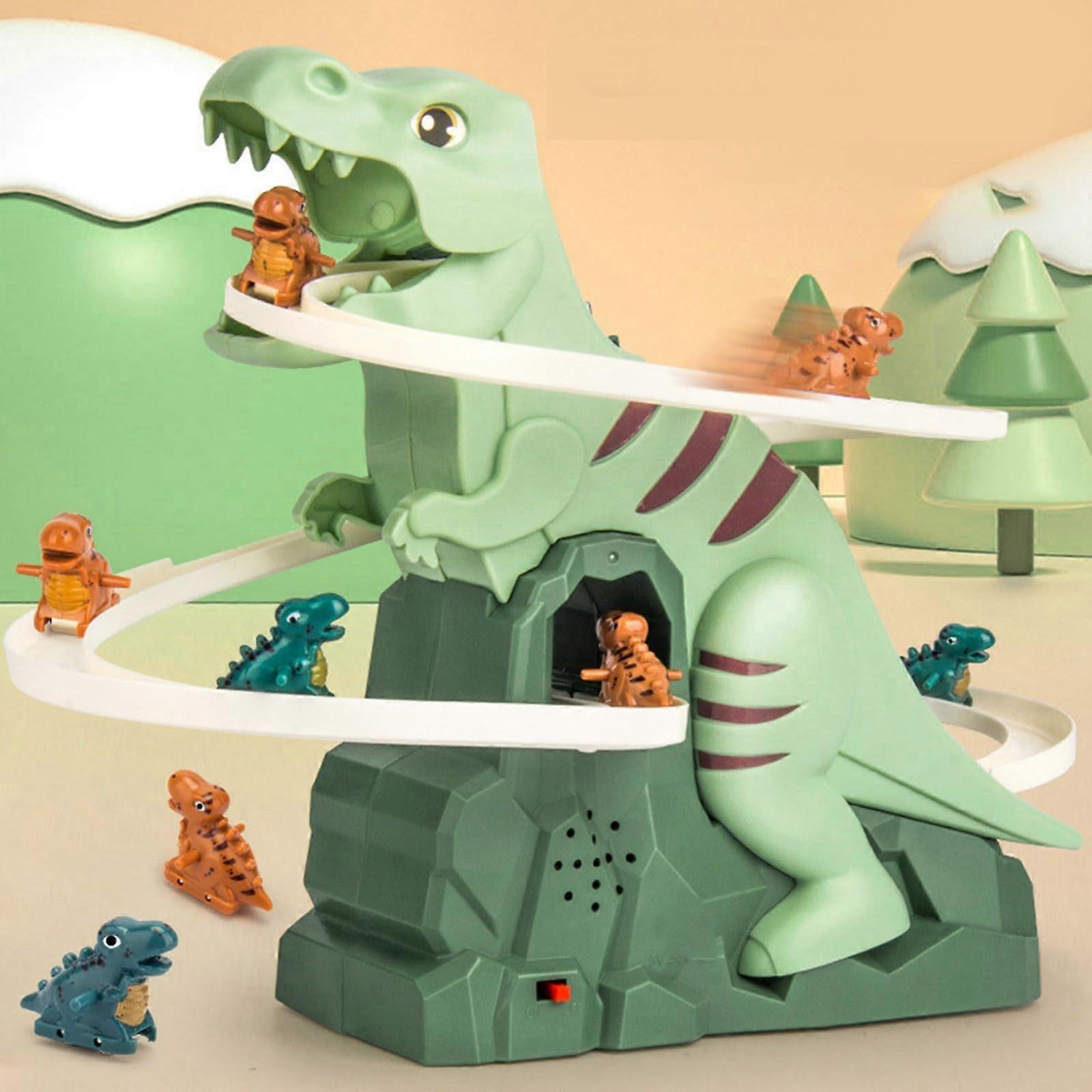 Dinosaur Roller Coaster Stair Climbing Toy Dino Track Racing Track Playset for Children 1 Large Dinosaur 5 Small Dinosaurs Unit size