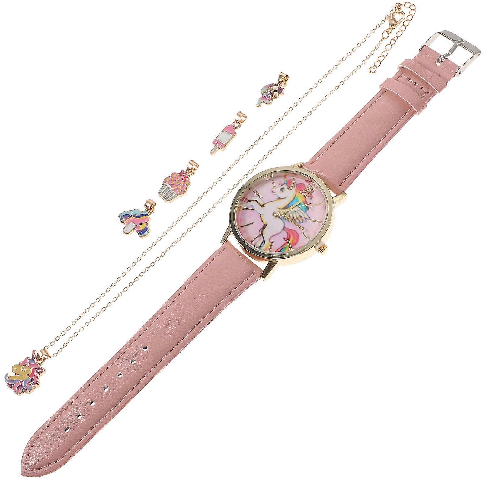 Necklace Watch Kids Timekeeping Round Parties 49X1.7CM 6Pcs