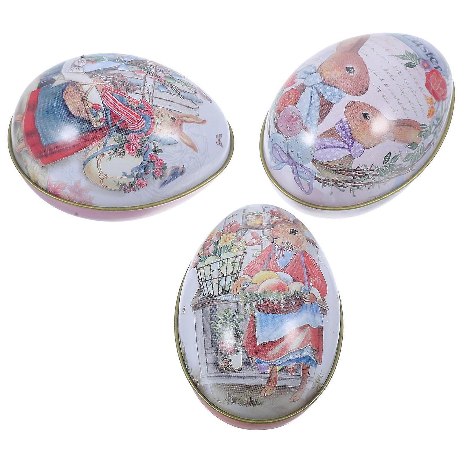 Easter Biscuit Case Holiday Cookie Containers Egg Shaped Tinplate For Party Favor Family 6Pcs