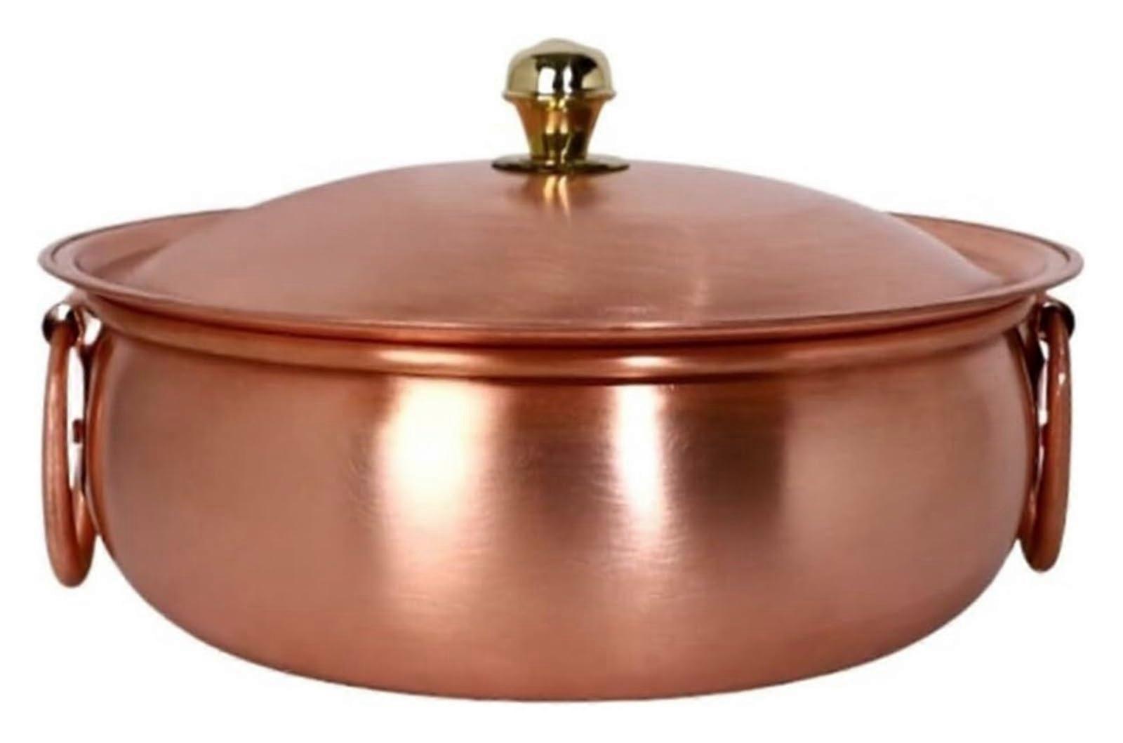 Hot Pot Copper Camping Stove 34 Cm With Lid For Charcoal Cooking Outdoors