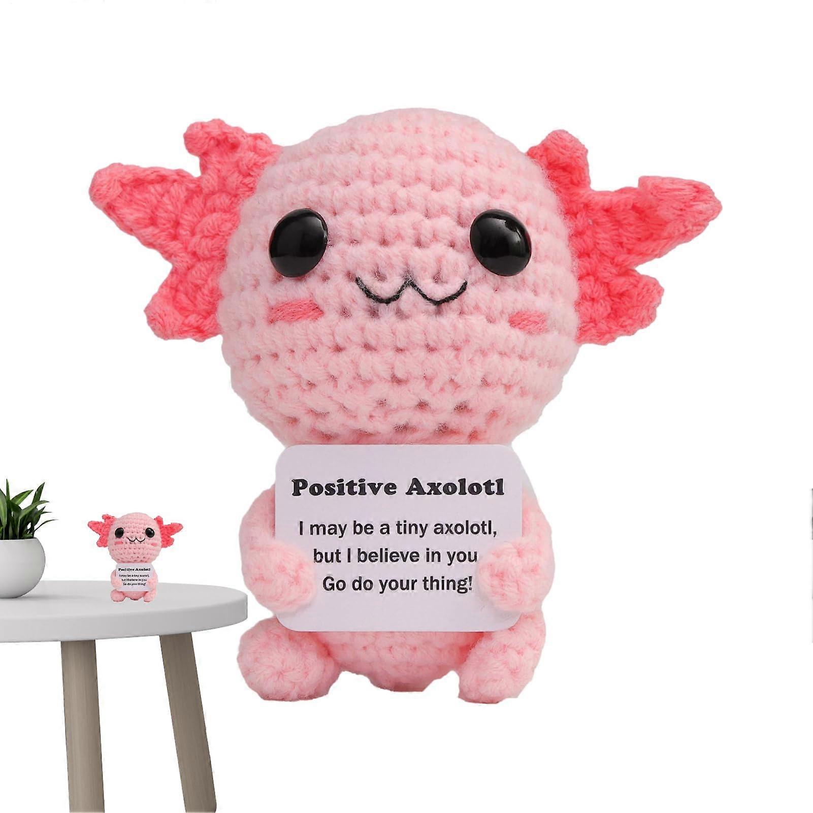 Positive Axolotl soft cute crochet axolotl Positive message inspiring doll Emotional support crochet