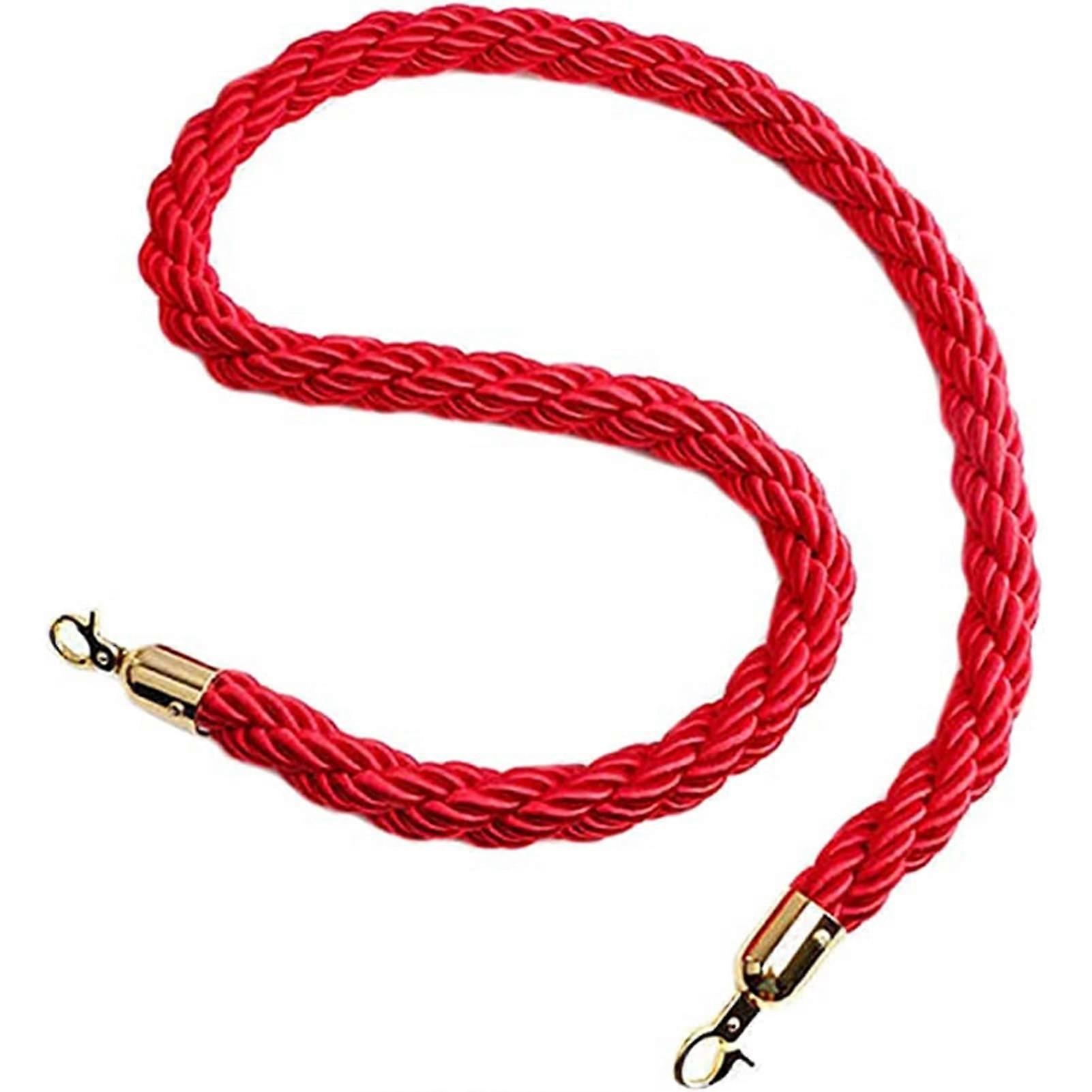 Blue barrier ropes for queues with silver hooks, black rope 3 4 5 6 feet, rope for crowd control