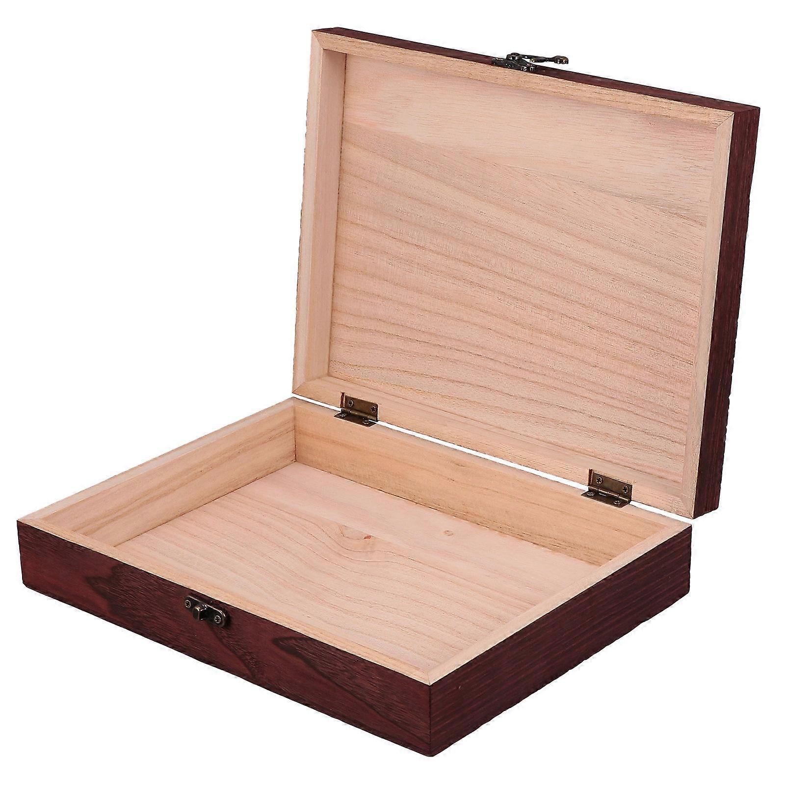 Simple Wooden Storage Box with Lid for Home Use Jewelry Holder 26.00X20.00X6.00CM Rectangular 1Pc
