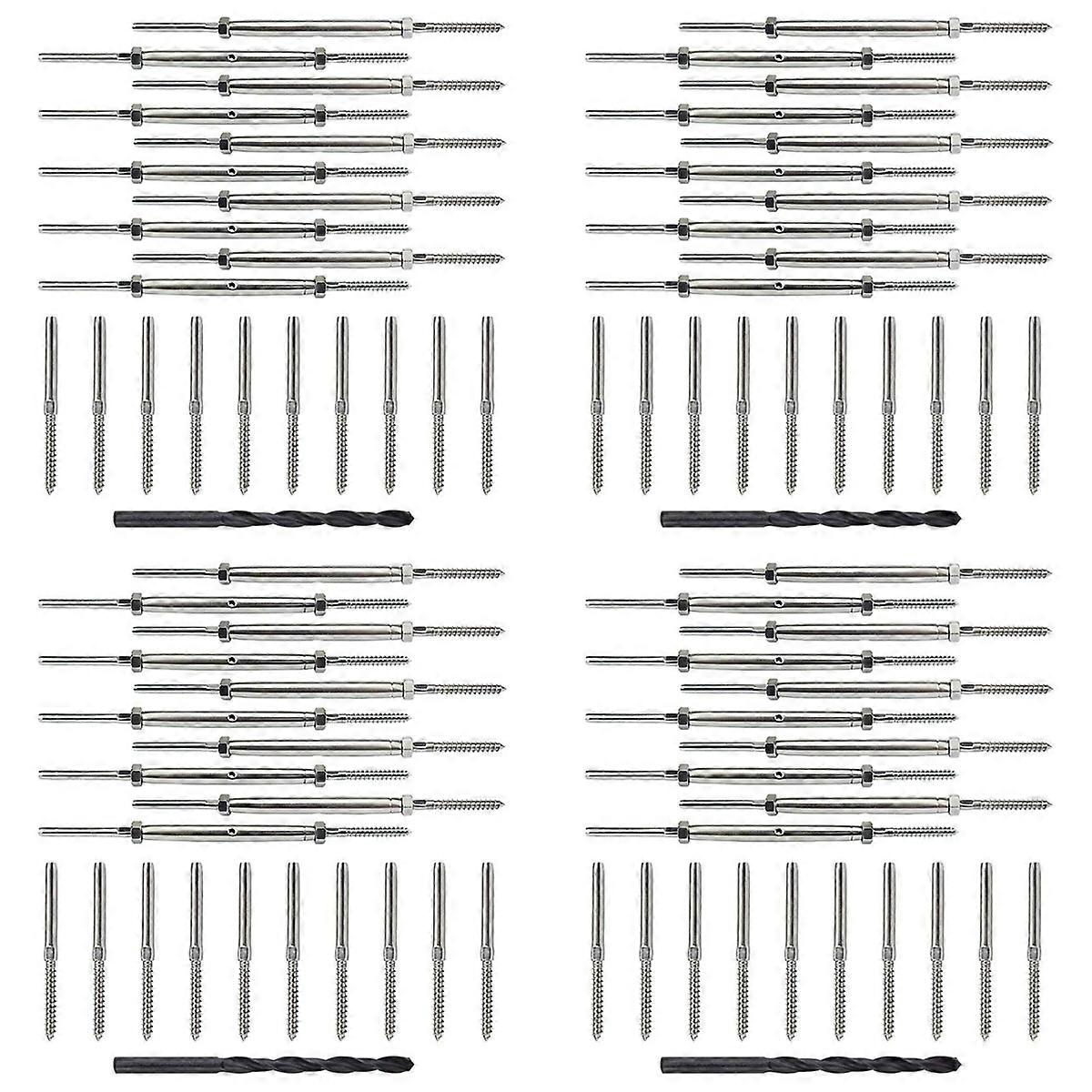 10 Pairs Lag Screw Swage Turnbuckle Tensioner and Lag Screw Stud