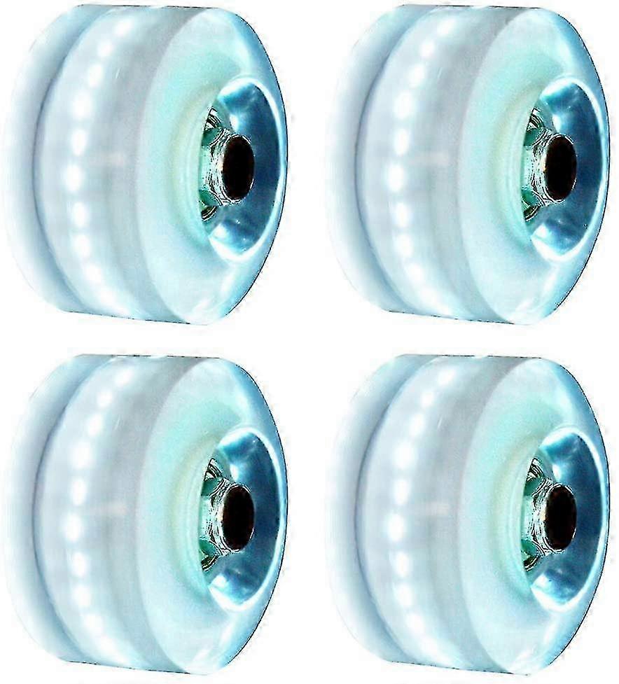 Roues de skateboard lumineuses, 4pcs / set Light Up Skateboard Wheels Quad Roller Skate / pour Double Row Skating And Skateboarding - Blanc