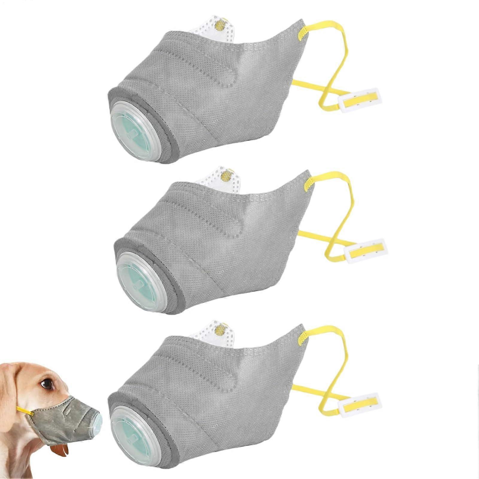 Dog mask, 3 reusable masks, filter muzzle for puppies, dust protection, face cover