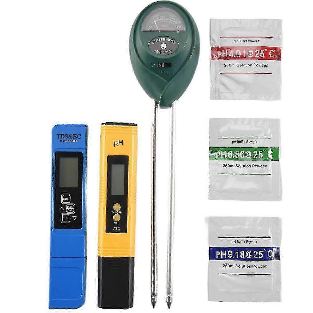 3 Pack PH Meter TDS PPM Meter and 3 in 1 Soil PH Tester PH/EC Digital Kit for Home, Garden, Lawn, Farm js
