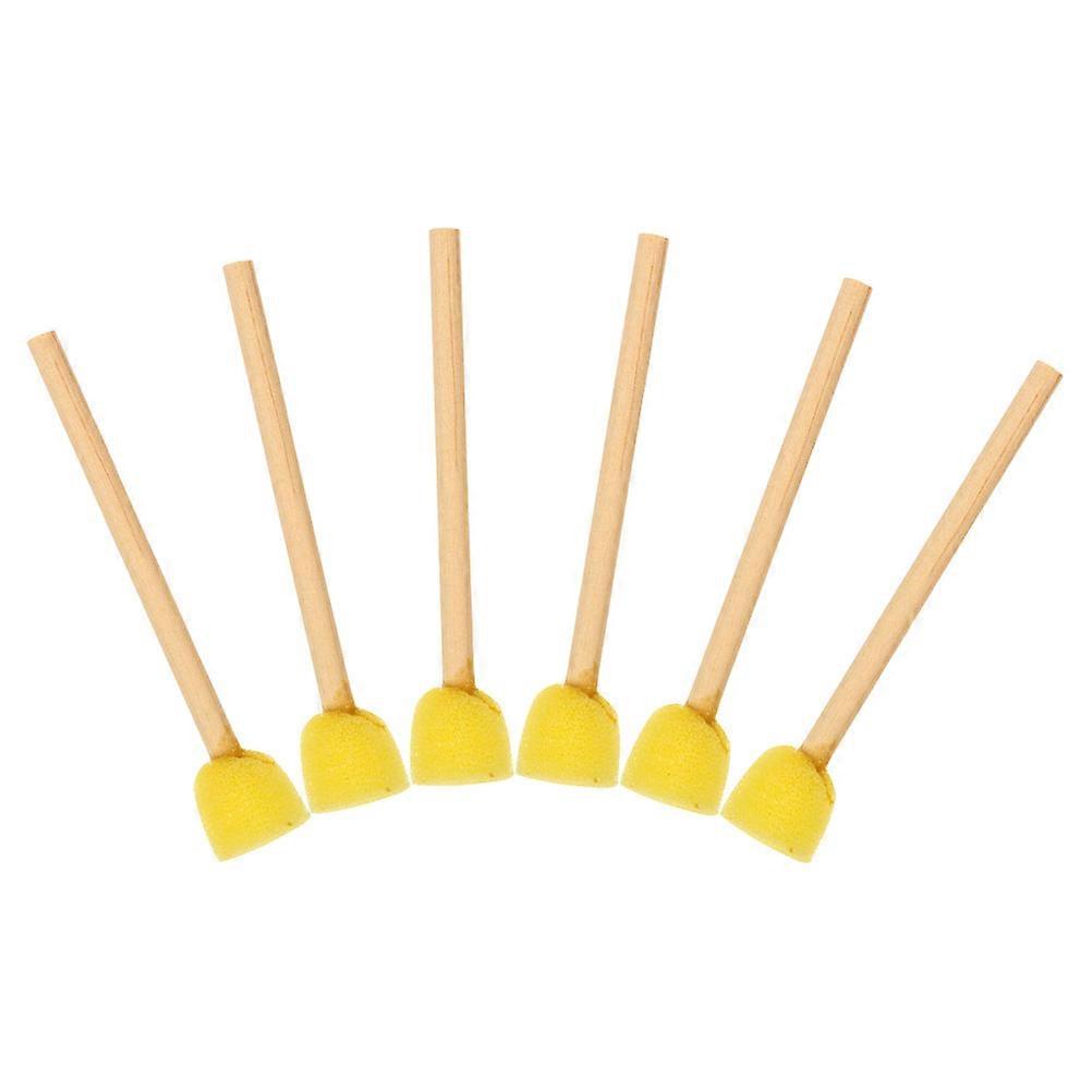 6pcs Reusable Round Sponge Brushes with Ergonomic Wooden Handles for Acrylic Painting, Crafts, and DIY Art Projects – Ideal for Kindergarten