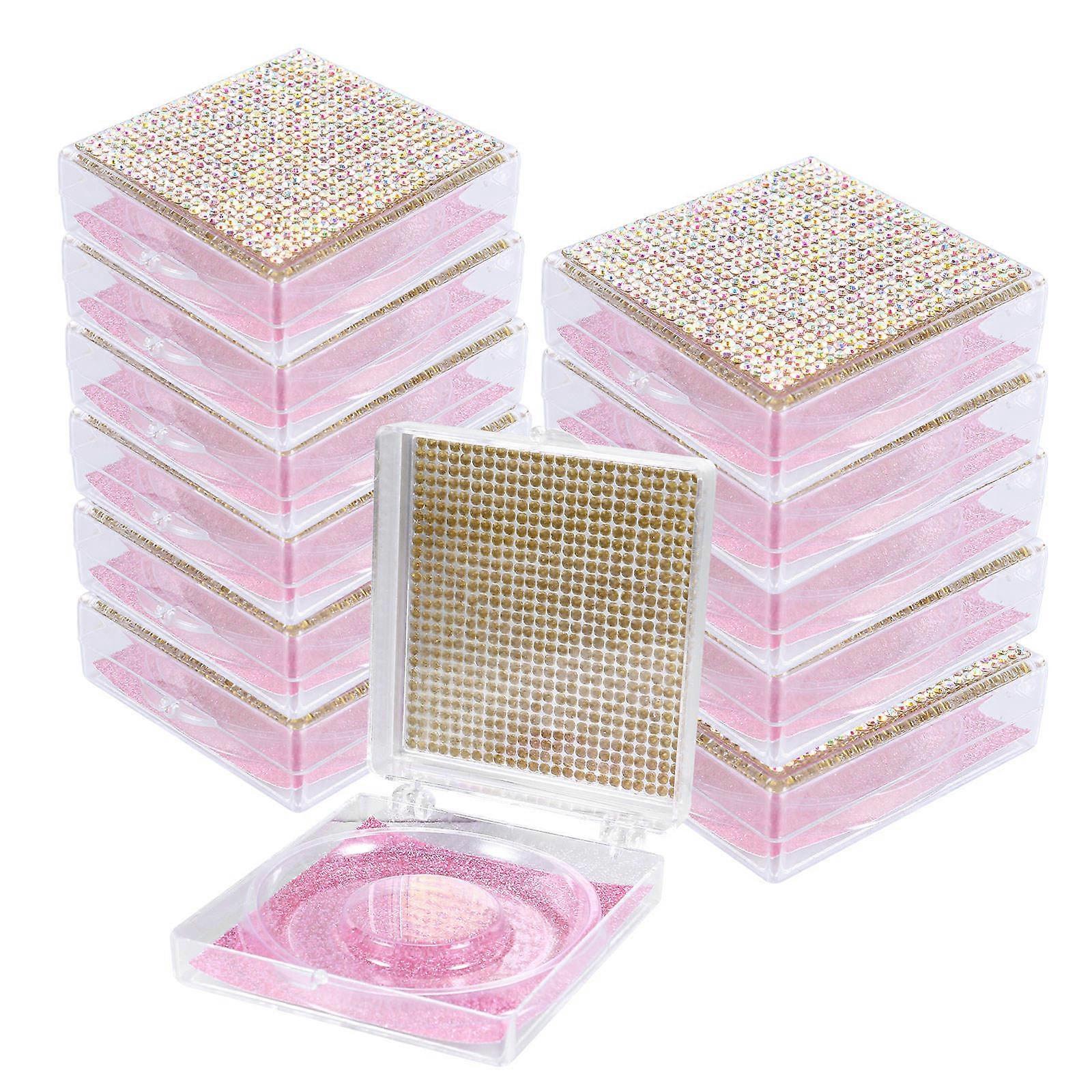 Lashes Container Empty Box Eyelash Storage Case Rhinestone Embellished Women 6X5.8Cm 12Pcs