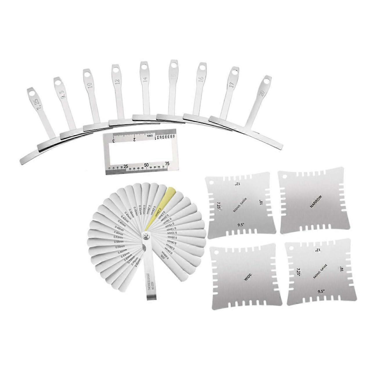 Guitar Measuring Tool Stainless Steel T-Shaped Ruler for Setup and Repair of Guitars, Ukuleles, and Mandolins