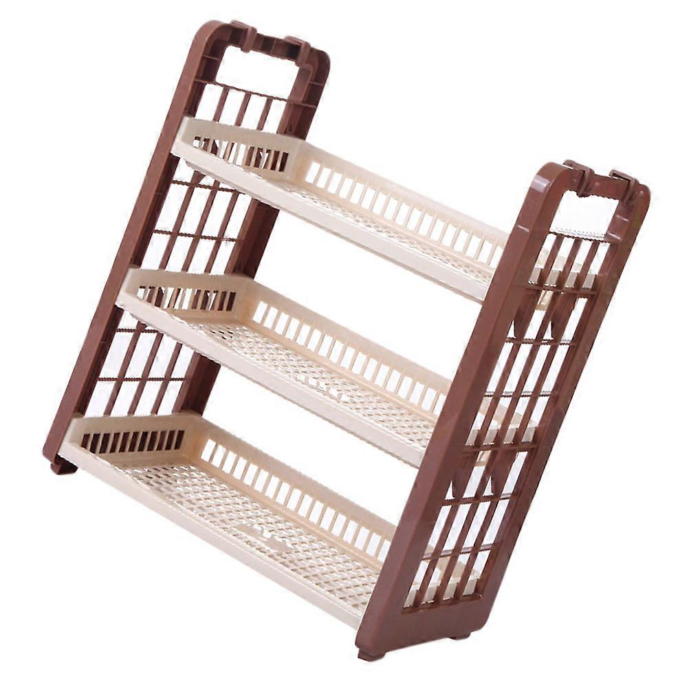 Bathroom Organiser Shelves Three-Layer Rack Multifunctional Stable 39.5X34.8CM Coffee 1Pack