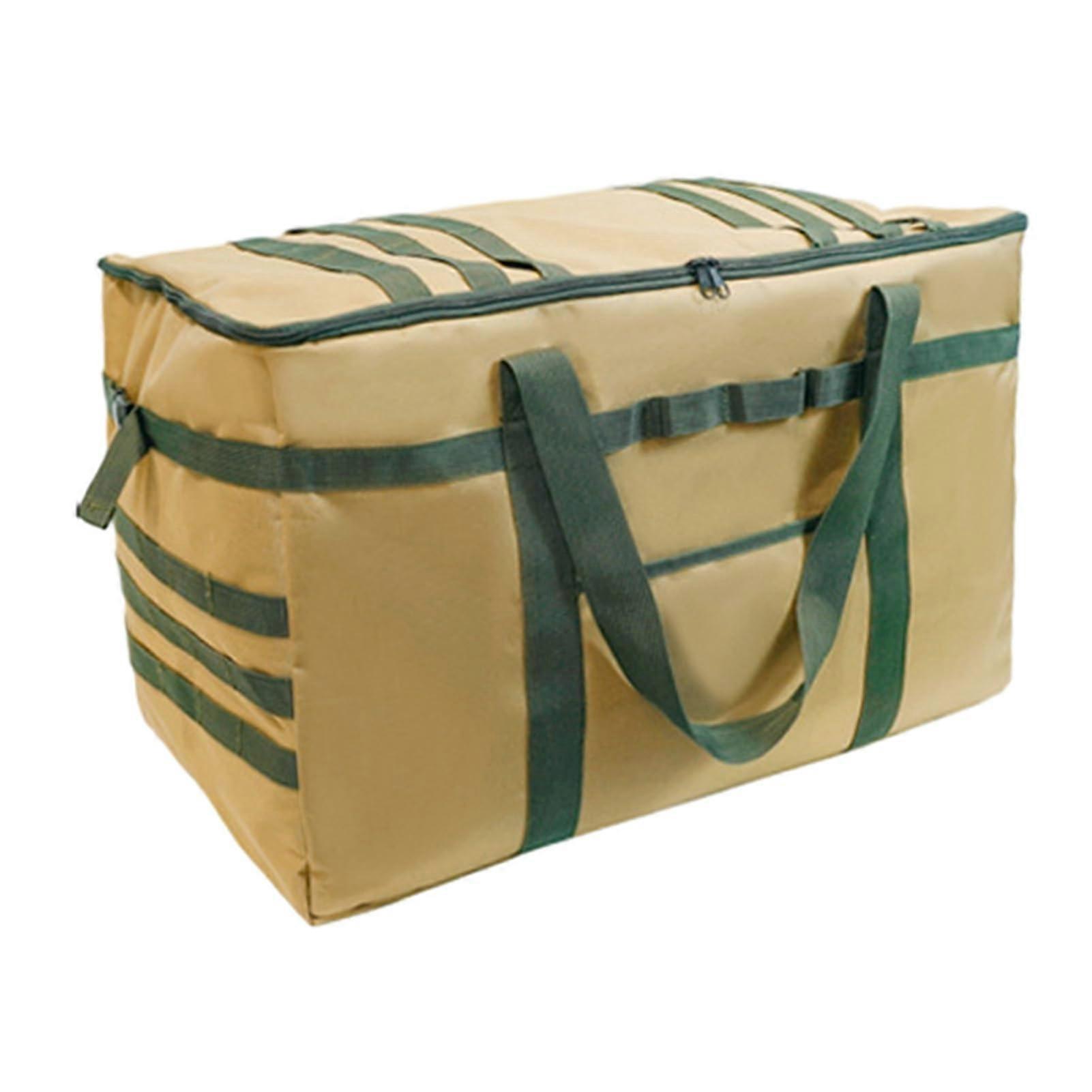 Camping utensil organizer bag, tool bag with handle, trunk carrying bag for hiking, hunting, camping, storage for moving, travel, khaki
