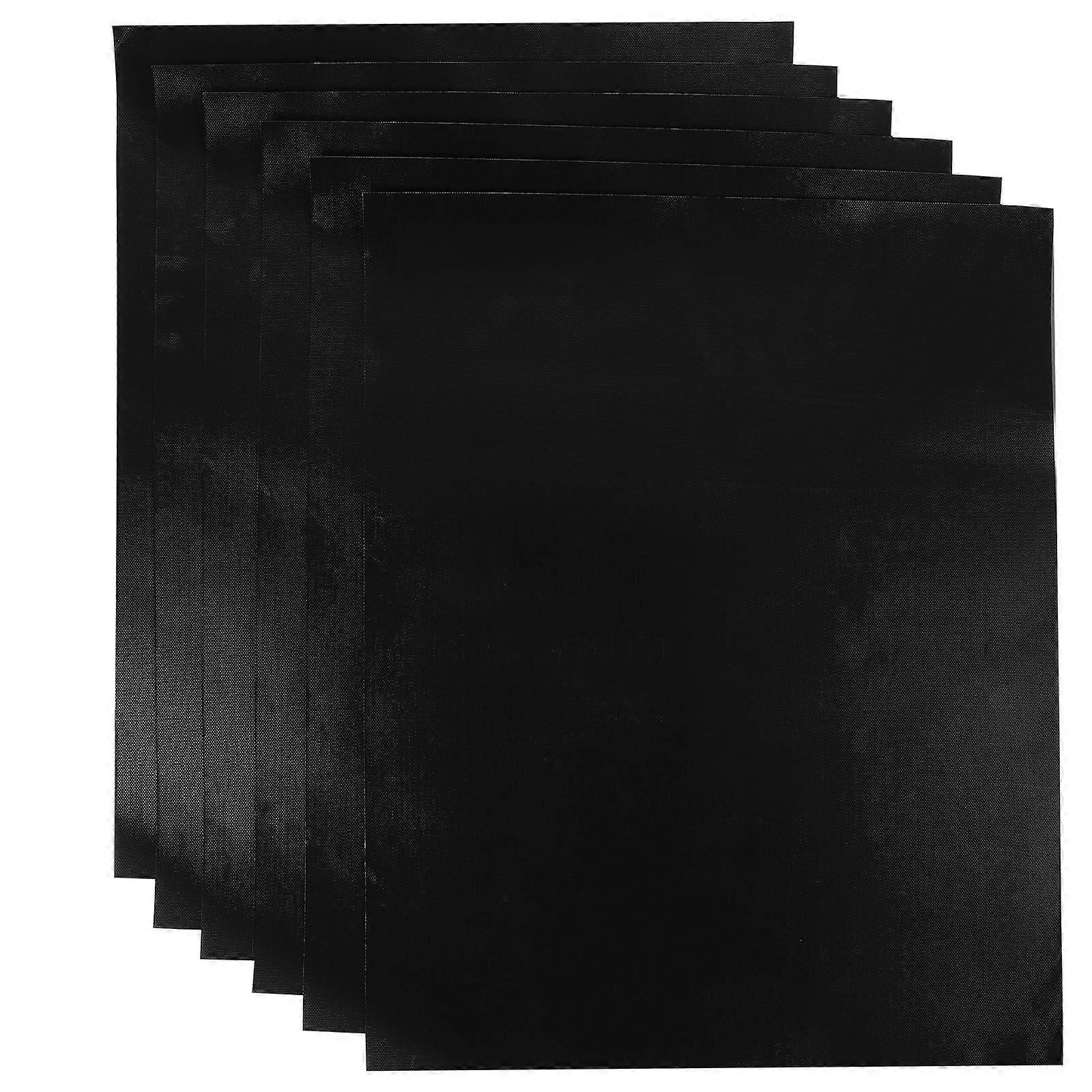 Black BBQ Grill Mat for Barbecue Use Washable and Reusable with High Durability 6 Pieces