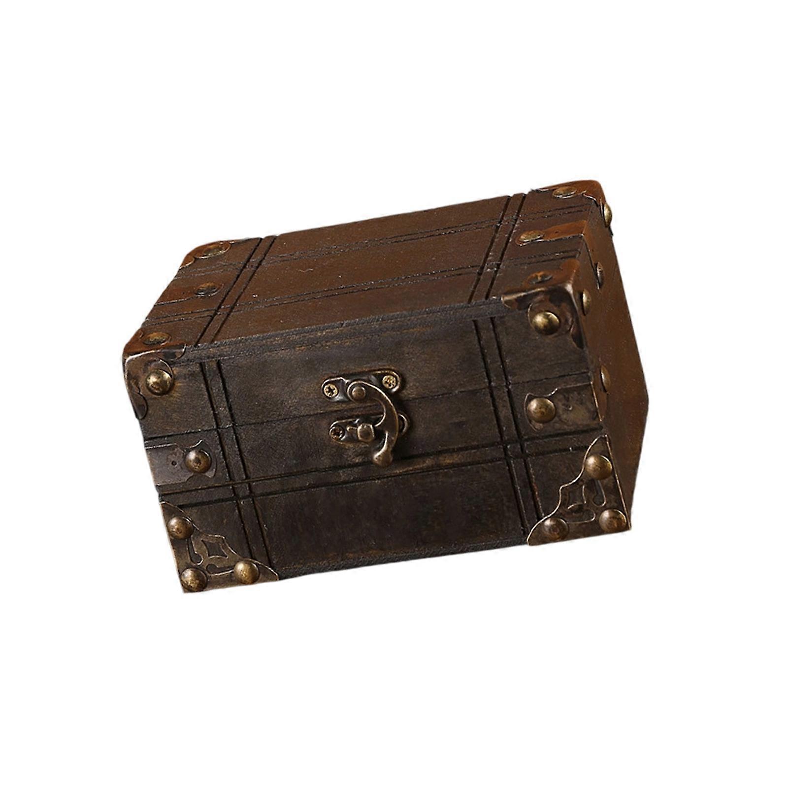 Sturdy Seafaring Adventure Themed Lockable Wood Box Antique Styles Storage Solution for Valuables and Memorabilia Multicolor