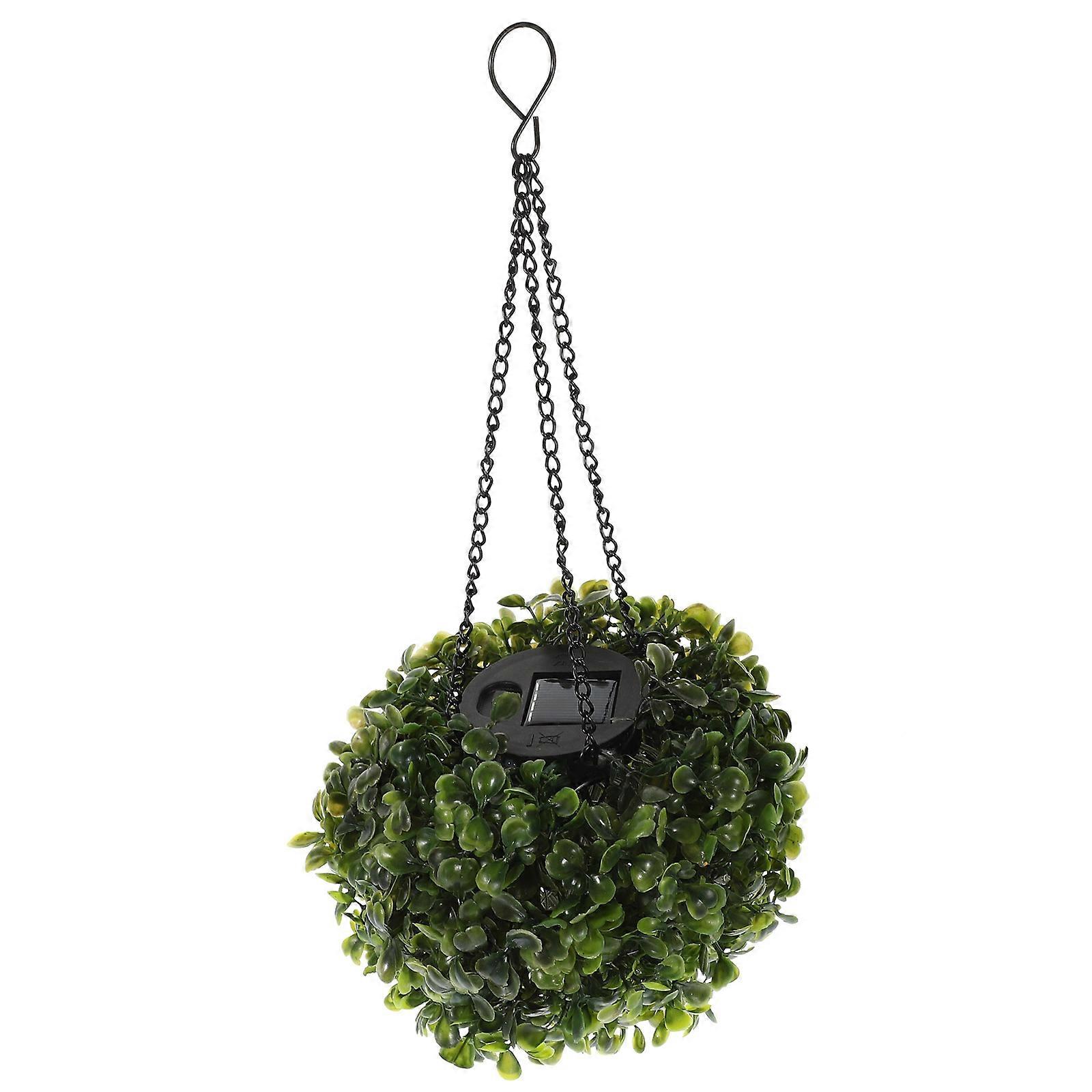 Solar Powered Hanging Green Ball Light for Decor with Realistic Texture and Strong Chain