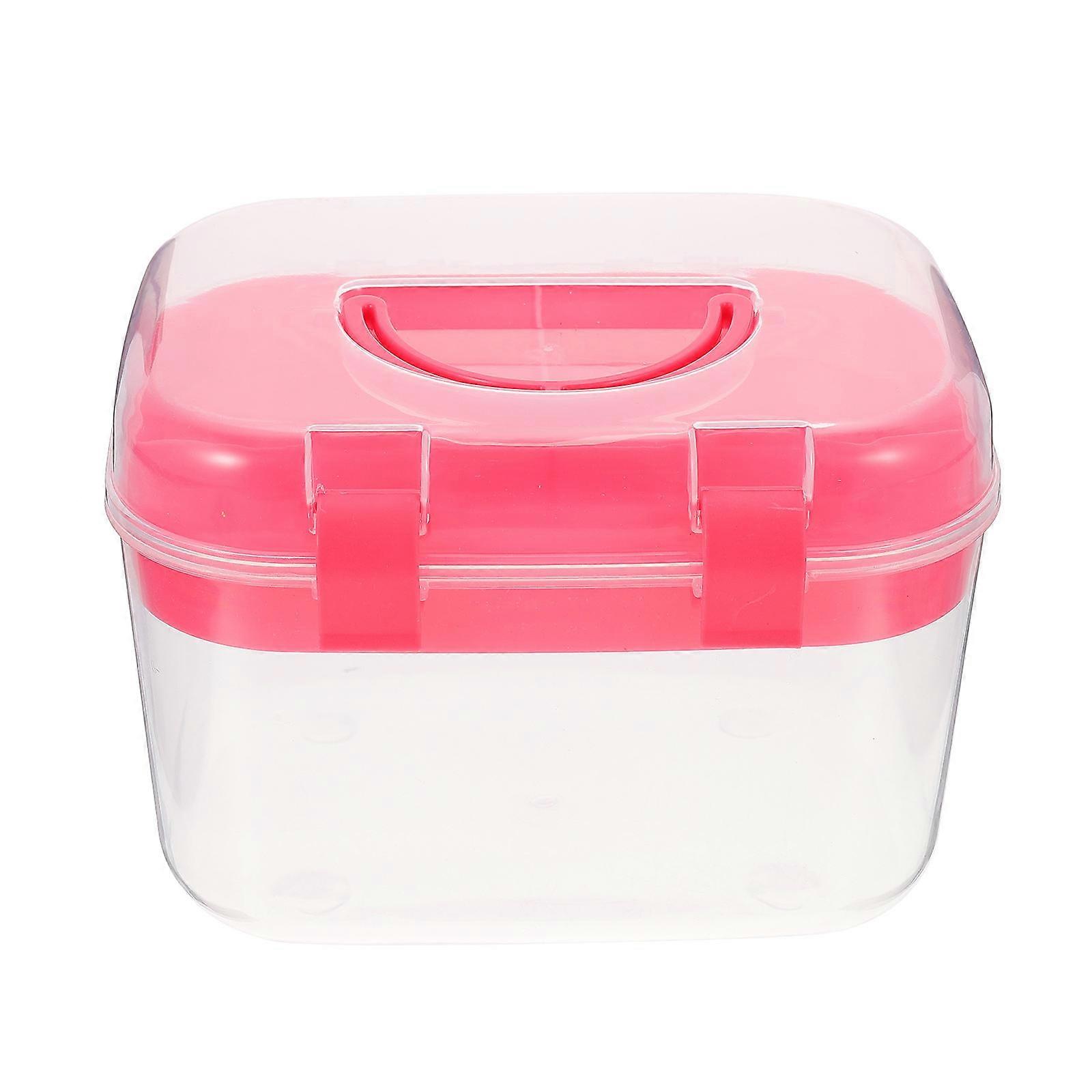 Lightweight Portable Double Layer Storage Box with Transparent Compartments for Cosmetics, Medicine, Sewing, and Travel Organizing – Red