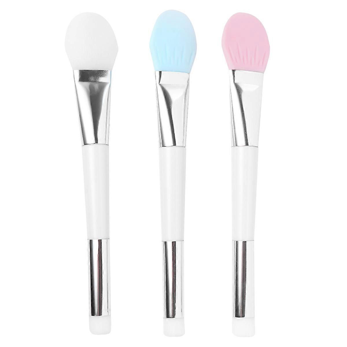 Face Mask Brush Double Head Moisture-Proof Even Application Semi-Transparent White 3Pcs